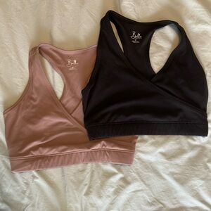Bella Crossover Maternity Sports Bras - Black and Mauve